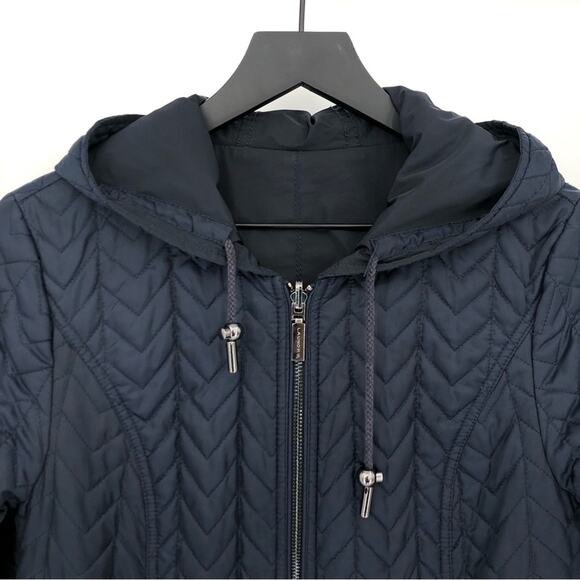 LAUNDRY By Shelli Segal Reversible Quilted Jacket Navy Blue S - Picture 2 of 10